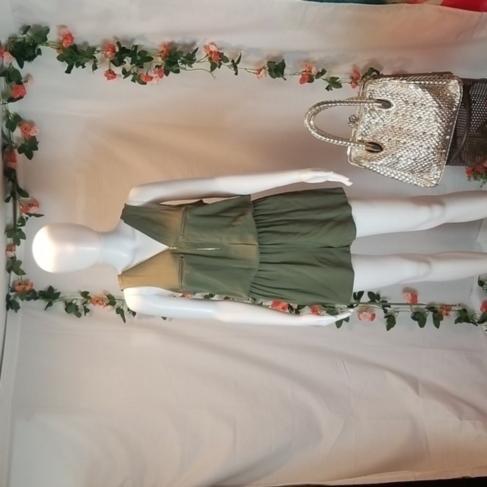 Guess Boho Jumpsuit Sleeveless drawstring waist Green Spring Size M